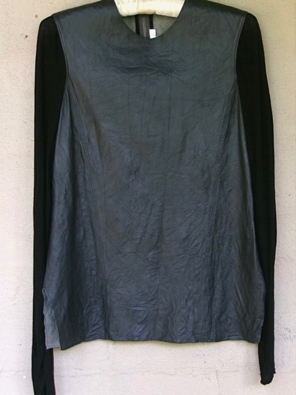 Helmut Lang Black Leather Front Long-Sleeve Top